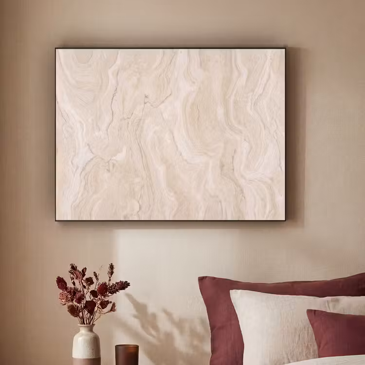 Marmer - Patroon - Beige - Steen - Abstract Textielframe zwart klein -sfeer1