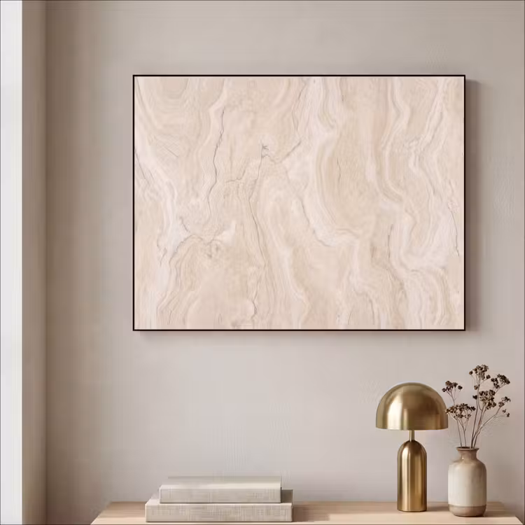 Marmer - Patroon - Beige - Steen - Abstract Textielframe zwart klein -sfeer2