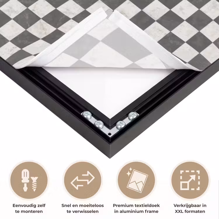 Marmer - Patroon - Grijs Textielframe zwart klein 947 -USP_closeupNL