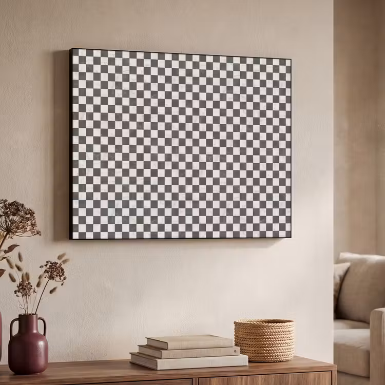 Marmer - Patroon - Grijs Textielframe zwart klein 947 -sfeer3