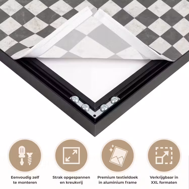 Marmer - Patroon - Grijs Textielframe zwart klein 947 -USP_feed_closeupNL