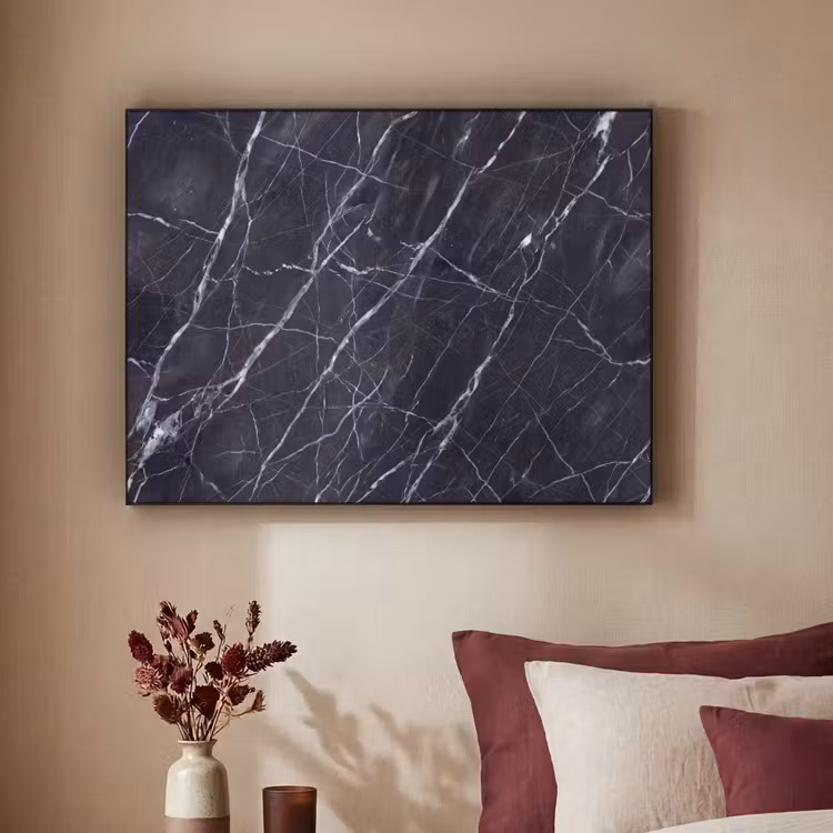 Marmer - Patroon - Modern - Zwart - Wit Textielframe zwart klein -sfeer1