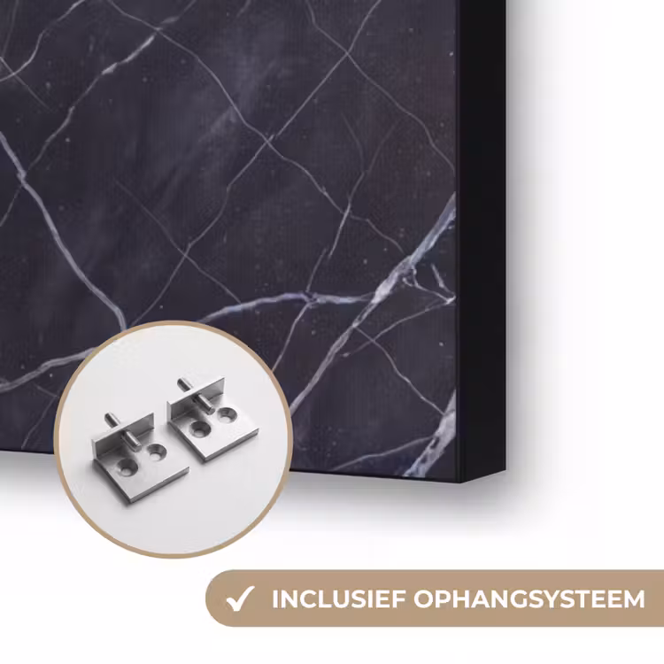 Marmer - Patroon - Modern - Zwart - Wit Textielframe zwart klein -USP_ophangsysteemNL