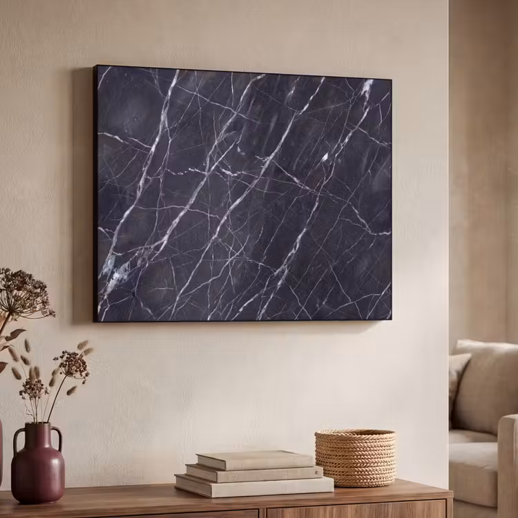 Marmer - Patroon - Modern - Zwart - Wit Textielframe zwart klein -sfeer3