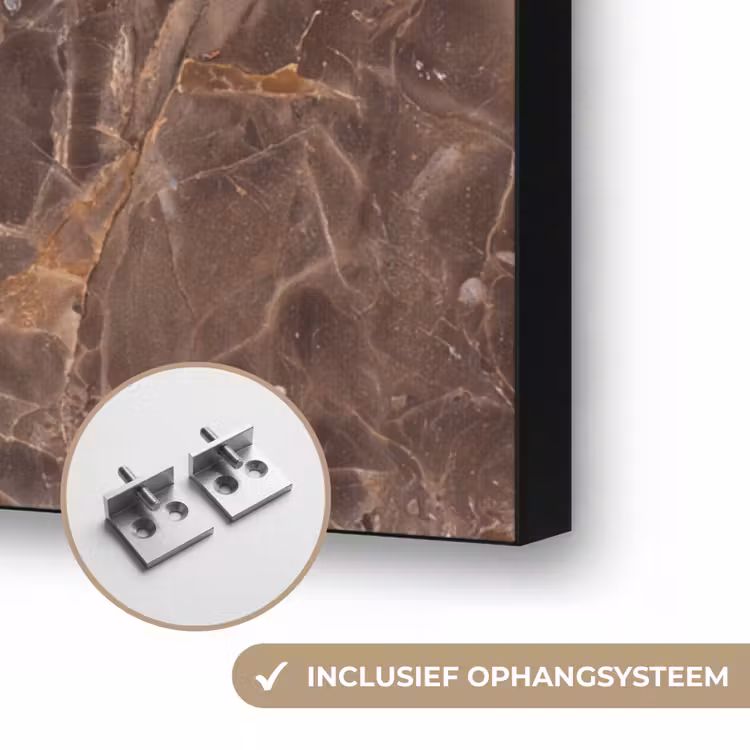 Marmer - Patroon - Natuur - Bruin - Goud Textielframe zwart klein -USP_ophangsysteemNL