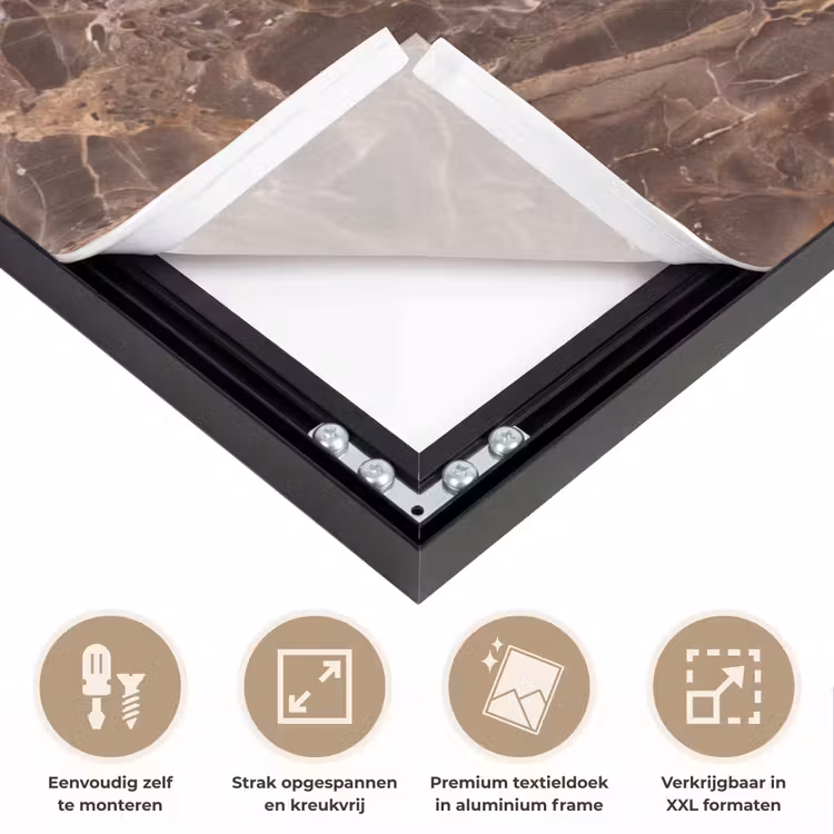 Marmer - Patroon - Natuur - Bruin - Goud Textielframe zwart klein -USP_feed_closeupNL