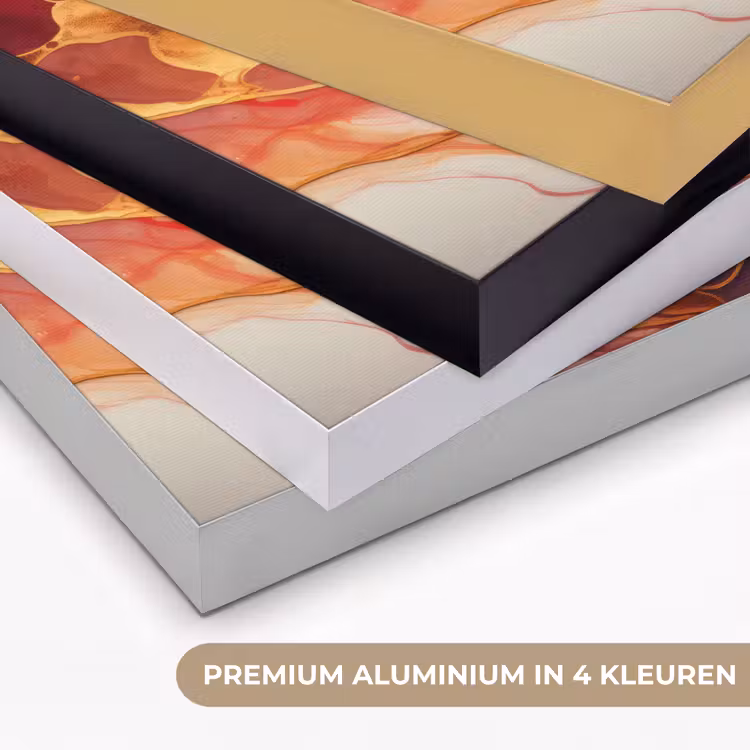 Marmer - Rood - Goud - Modern - Abstract Textielframe zwart klein -USP_kleurenNL