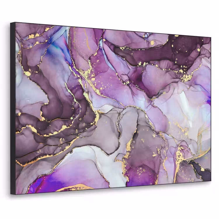 Marmer - Roze - Paars - Gold Textielframe zwart klein -3d