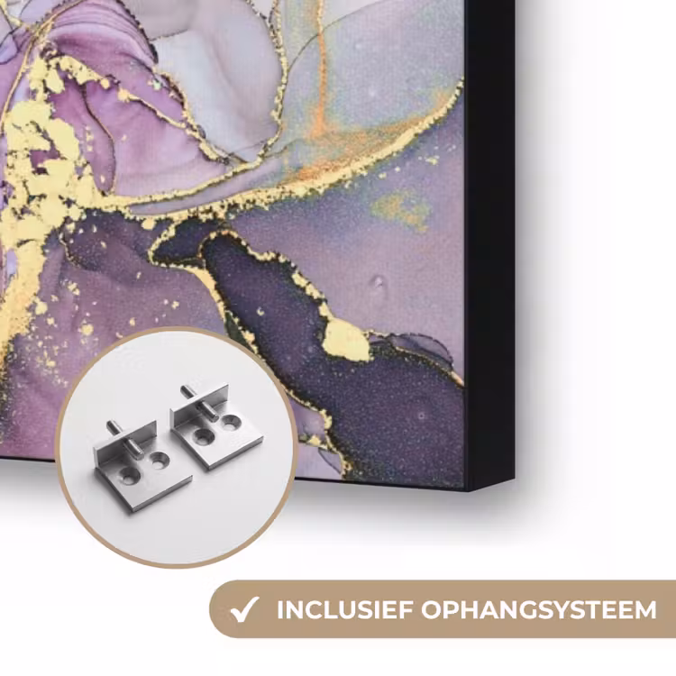 Marmer - Roze - Paars - Gold Textielframe zwart klein -USP_ophangsysteemNL