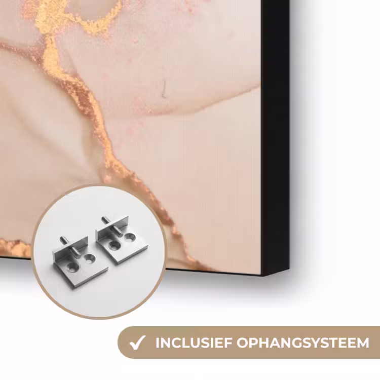 Marmer - Roze - Rosé Textielframe zwart klein -USP_ophangsysteemNL