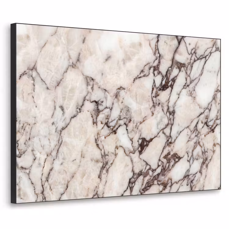 Marmer - Textuur - Abstract - Wit - Bruin Textielframe zwart klein -3d