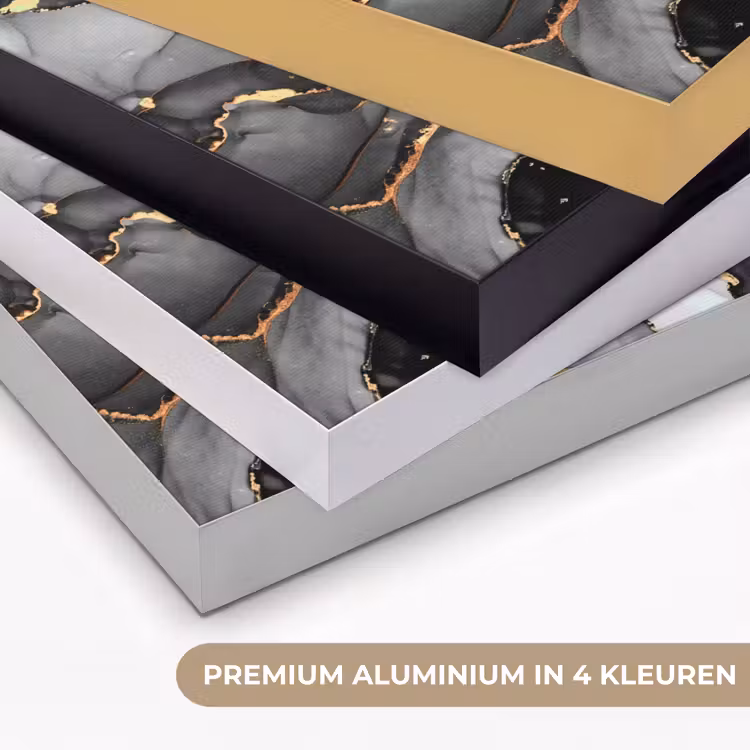 Marmer - Zwart - Goud - Grijs Textielframe zwart klein -USP_kleurenNL