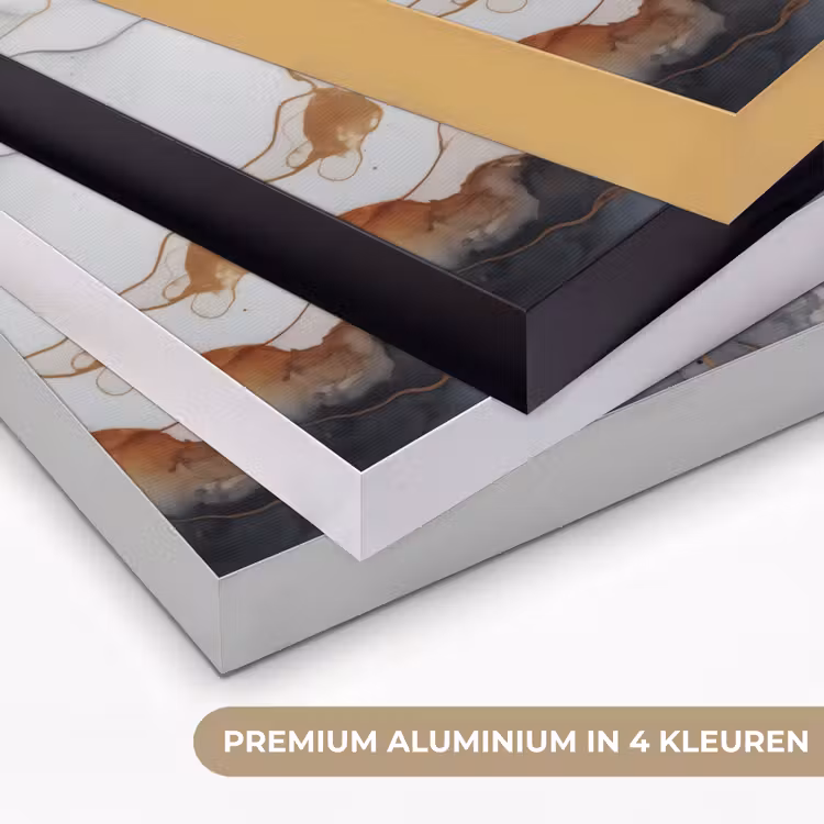 Marmer - Zwart - Goud - Wit Textielframe zwart klein -USP_kleurenNL