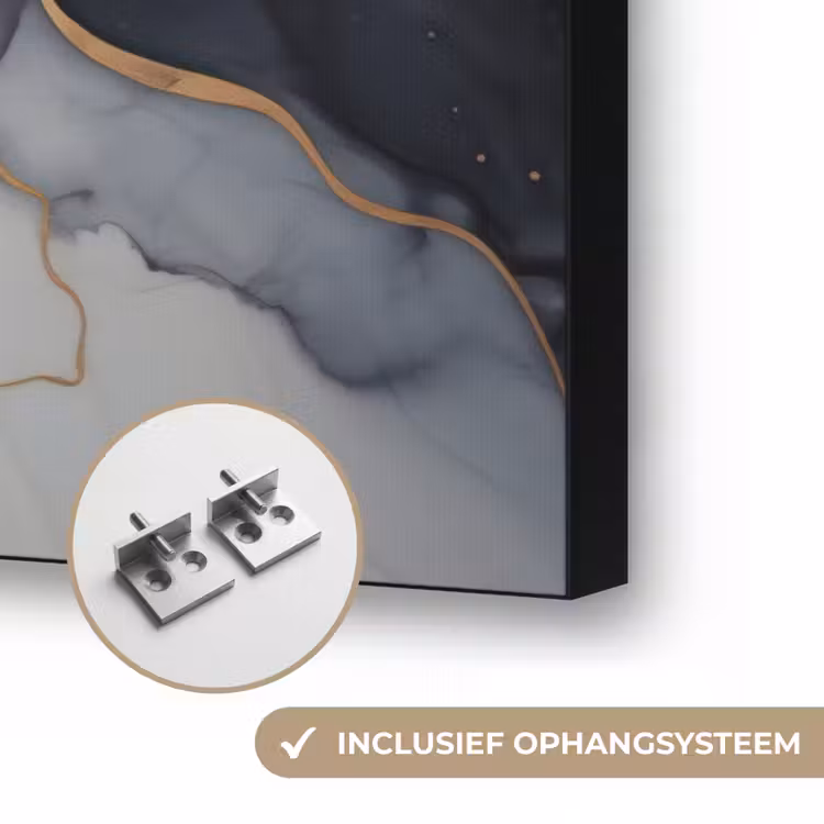 Marmer - Zwart - Goud - Wit Textielframe zwart klein -USP_ophangsysteemNL
