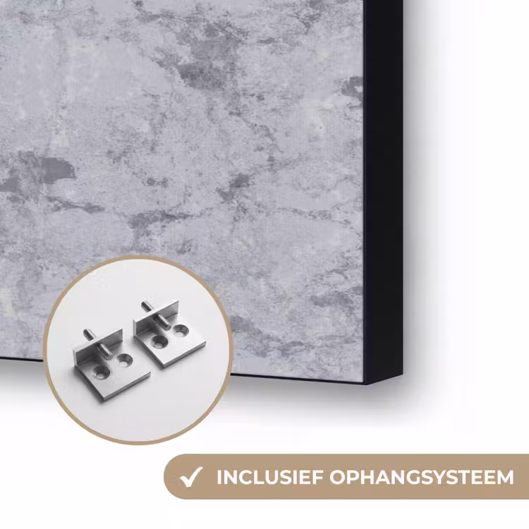 Marmerplaat - Patroon - Grijs Textielframe zwart klein 947 -USP_ophangsysteemNL