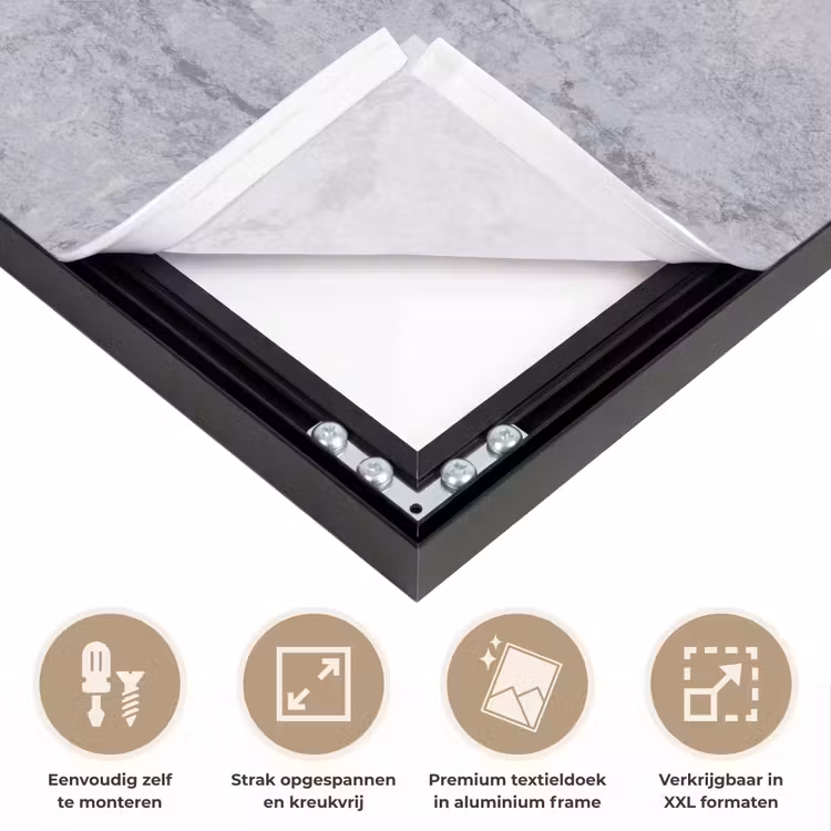 Marmerplaat - Patroon - Grijs Textielframe zwart klein 947 -USP_feed_closeupNL