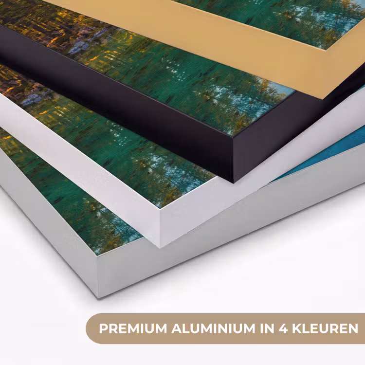 Meer - Bos - Bergen - Natuur - Zon - Landschap Textielframe zwart klein -USP_kleurenNL
