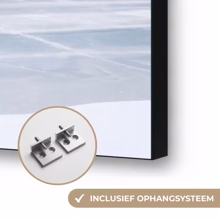 Meer - Dennen - IJs - Winter - Rustgevend Textielframe zwart klein -USP_ophangsysteemNL