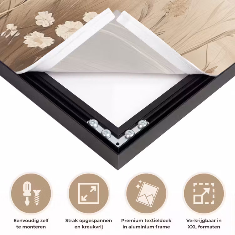Meer - Water - Natuur - Beige Textielframe zwart klein -USP_feed_closeupNL
