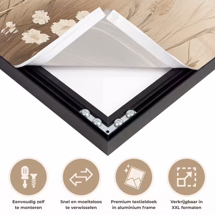 Meer - Water - Natuur - Beige Textielframe zwart klein -USP_closeupNL