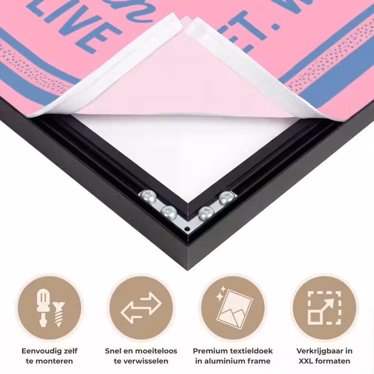 Meermin - Sardineblik - Illustratie - Roze - Retro Textielframe zwart klein -USP_closeupNL