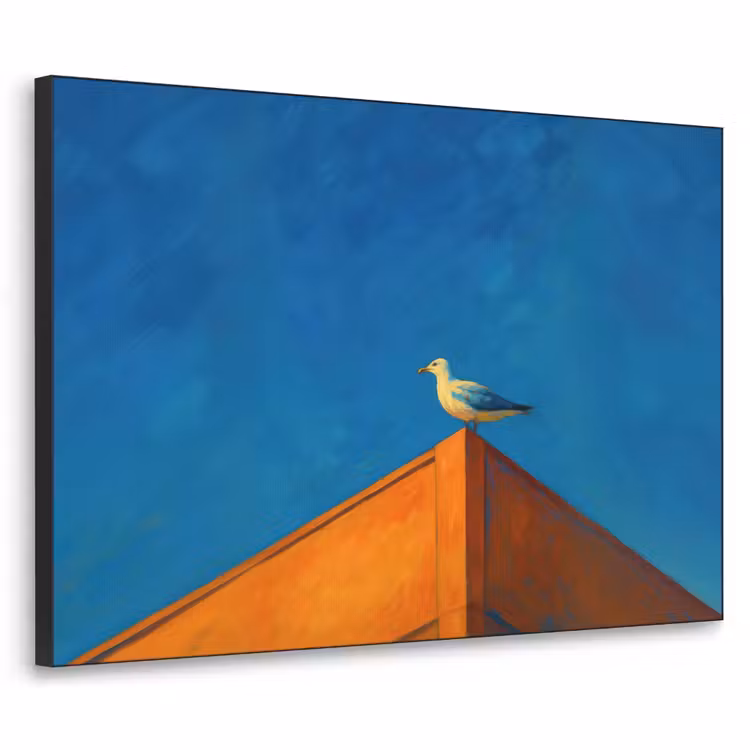 Meeuw - Gebouw - Lucht - Geschilderd Textielframe - compleet frame klein -3d