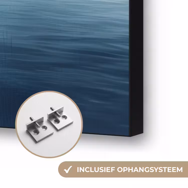 Meeuw - Wit - Zee - Mistig Textielframe zwart klein -USP_ophangsysteemNL
