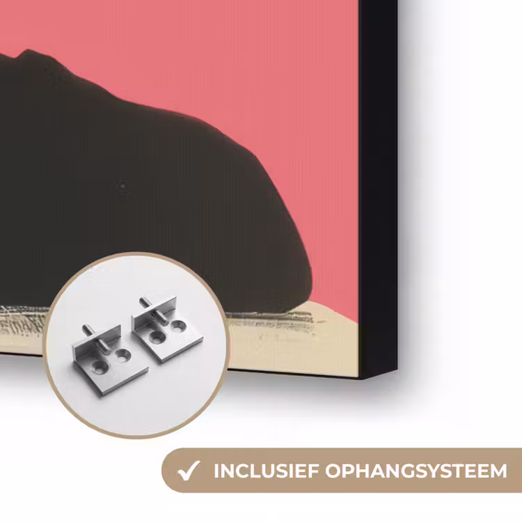 Meisje - Kopje - Bloemen - Roze Textielframe zwart klein -USP_ophangsysteemNL
