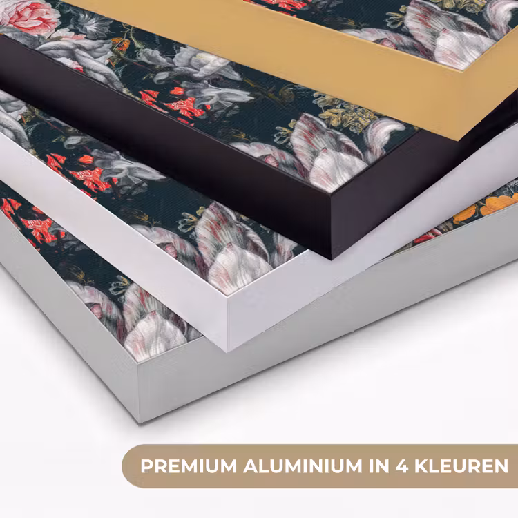 Meisje met de parel - Johannes Vermeer - Bloemen Textielframe zwart klein -USP_kleurenNL