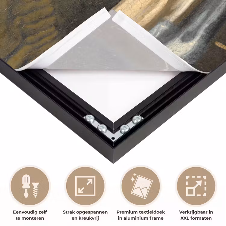 Meisje met de parel - Johannes Vermeer - Goud Textielframe zwart klein -USP_feed_closeupNL