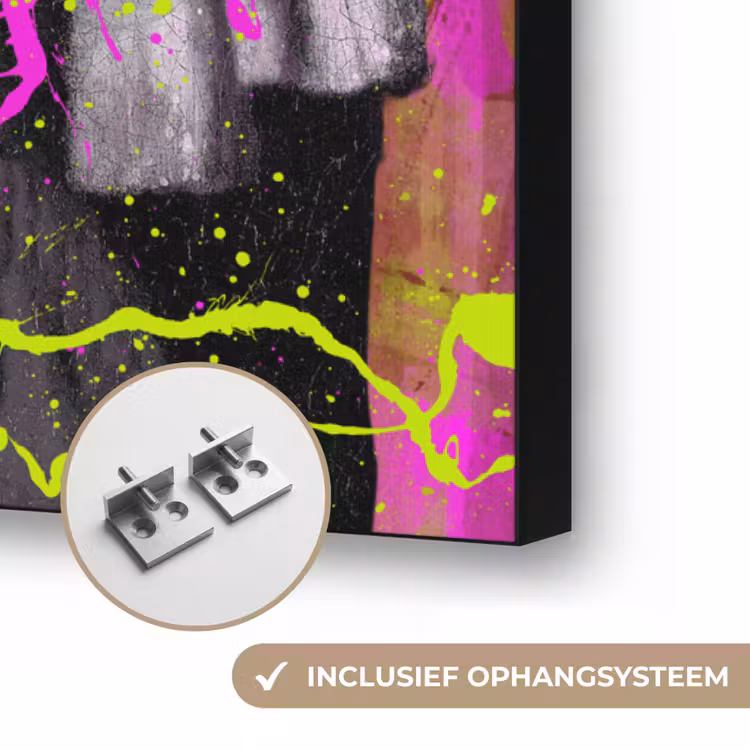 Meisje met de parel - Johannes Vermeer - Neon Textielframe zwart klein -USP_ophangsysteemNL