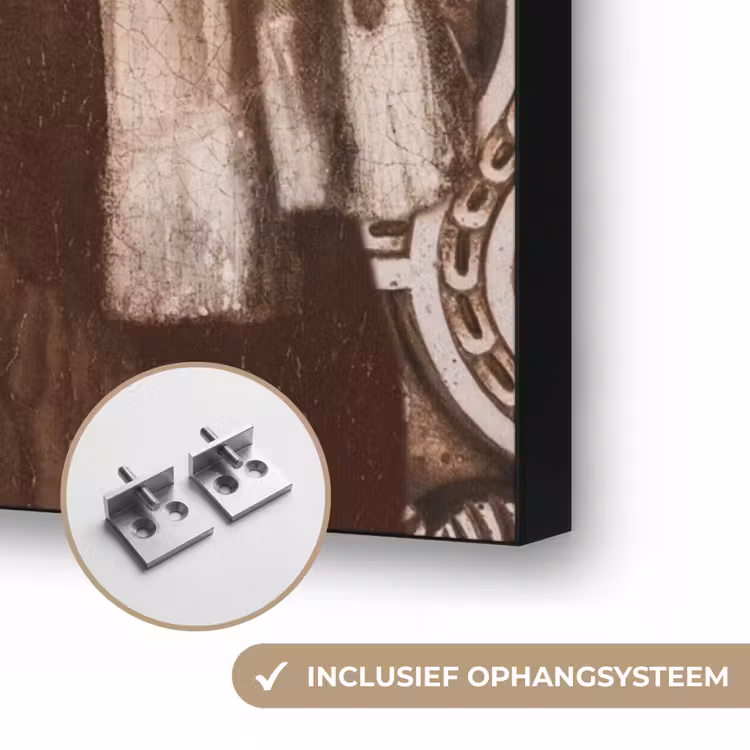 Meisje met de parel - Johannes Vermeer - Sepia Textielframe zwart klein -USP_ophangsysteemNL