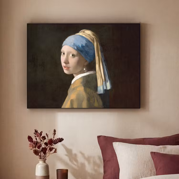 Meisje met de parel - Schilderij - Oude meesters - Vermeer Textielframe zwart klein -sfeer1