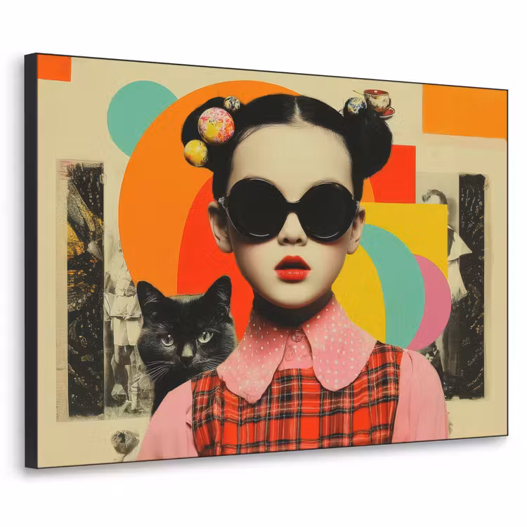 Meisje - Zonnebril - Kat - Retro Textielframe - compleet frame klein -3d