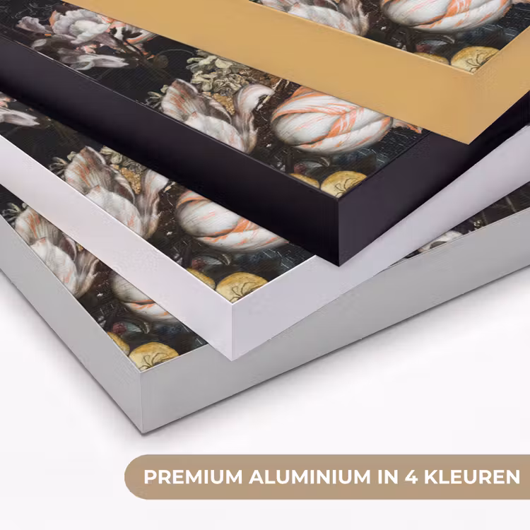 Melkmeisje - Johannes Vermeer - Bloemen - Blauw Textielframe zwart klein -USP_kleurenNL