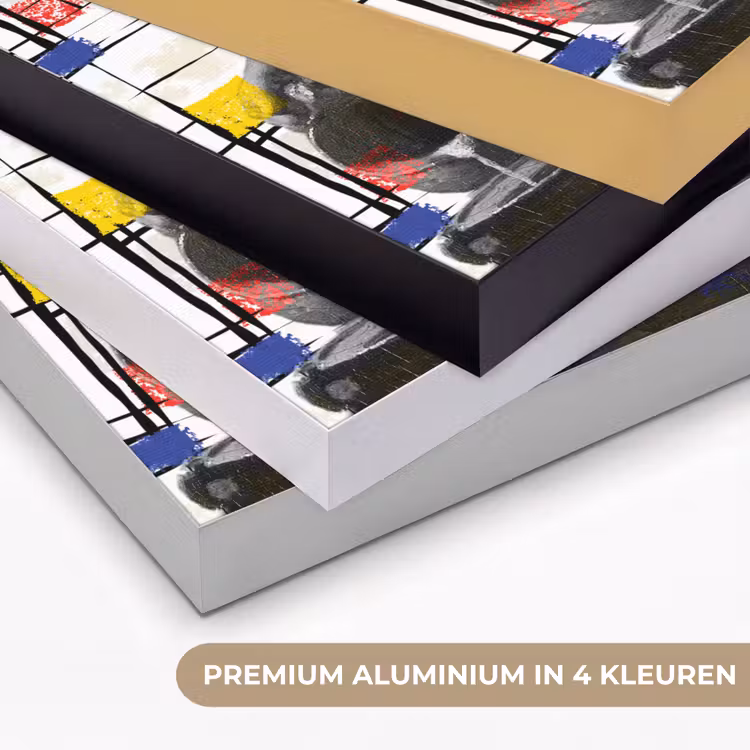 Melkmeisje - Mondriaan - Collage Textielframe zwart klein -USP_kleurenNL