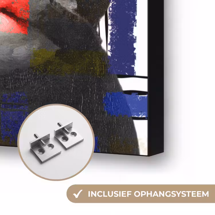 Melkmeisje - Mondriaan - Collage Textielframe zwart klein -USP_ophangsysteemNL