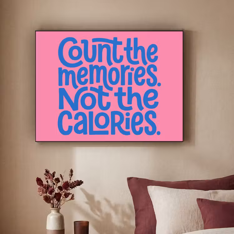 Memories - Roze - Blauw - Quote Textielframe zwart klein -sfeer1