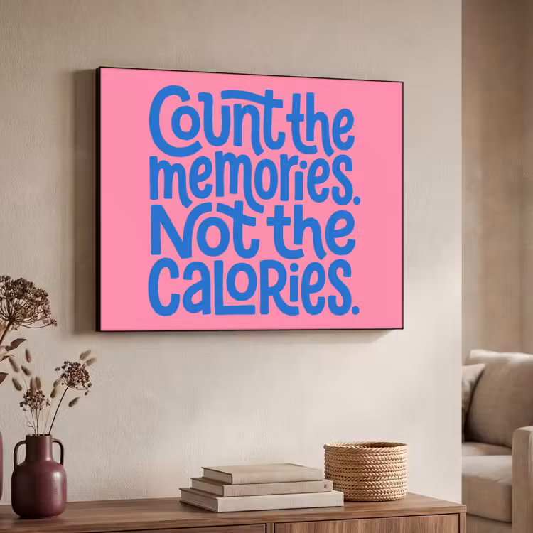 Memories - Roze - Blauw - Quote Textielframe zwart klein -sfeer3