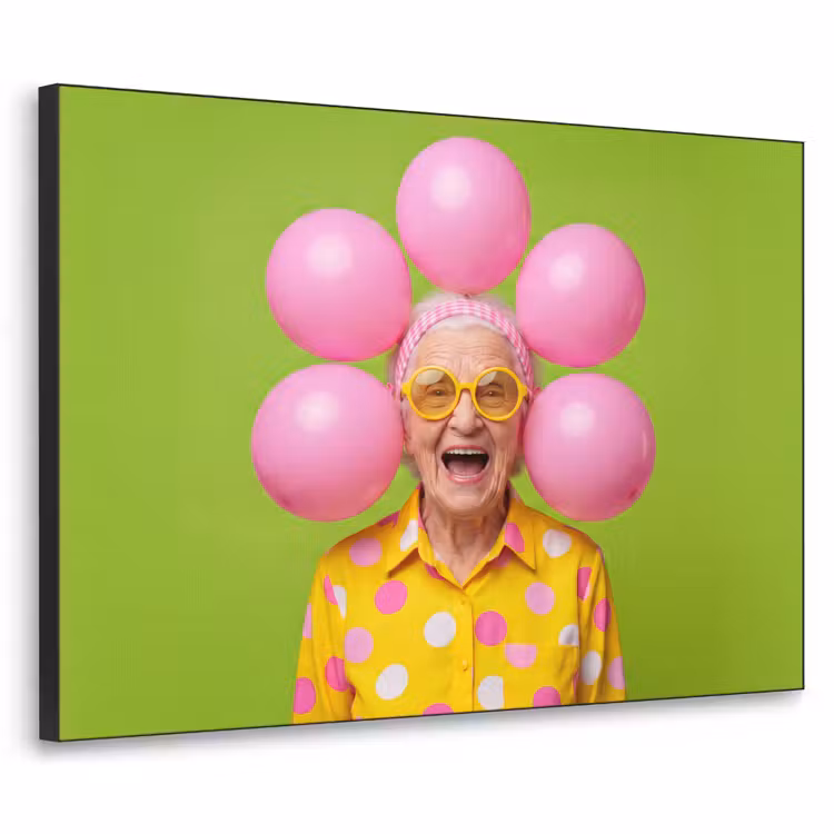 Mens - Ballonnen - Feest - Kleurrijk - Roze Textielframe zwart klein -3d