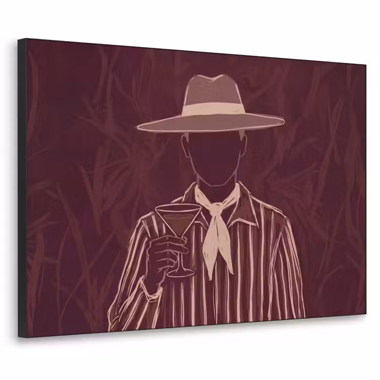 Mens - Hoed - Cocktail - Abstract - Bruin Textielframe zwart klein -3d