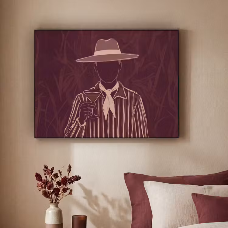 Mens - Hoed - Cocktail - Abstract - Bruin Textielframe zwart klein -sfeer1