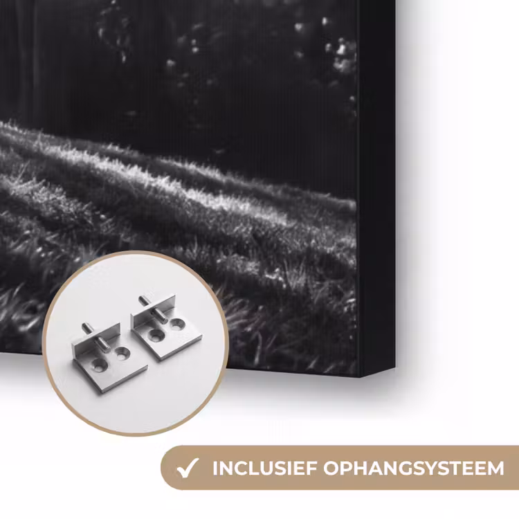Mens - Hond - Natuur - Zwart-wit - Silhouet Textielframe zwart klein -USP_ophangsysteemNL