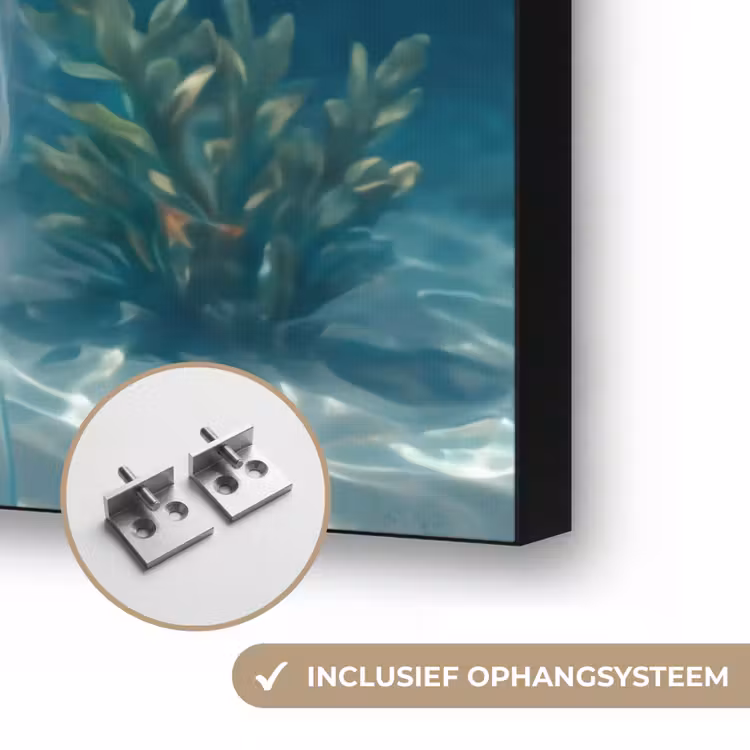 Mens - Onderwater - Vis - Modern - Blauw Textielframe zwart klein -USP_ophangsysteemNL