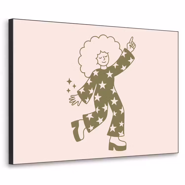 Mensen - Dansend - Feest - Vintage - Groen Textielframe zwart klein -3d
