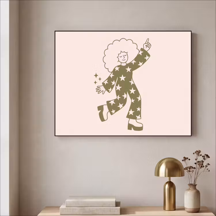 Mensen - Dansend - Feest - Vintage - Groen Textielframe zwart klein -sfeer2