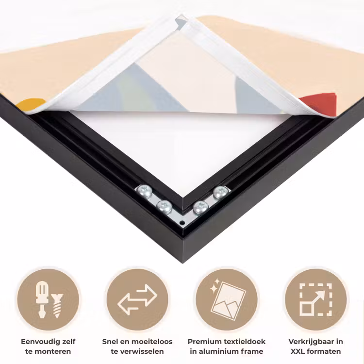 Mensen - Dienblad - Eten - Modern - Kleurrijk Textielframe zwart klein -USP_closeupNL