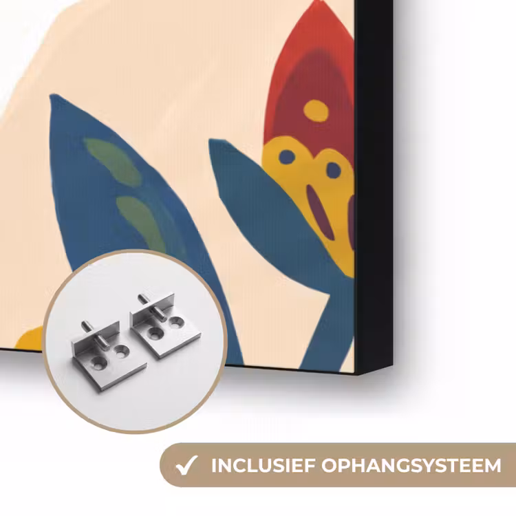 Mensen - Dienblad - Eten - Modern - Kleurrijk Textielframe zwart klein -USP_ophangsysteemNL