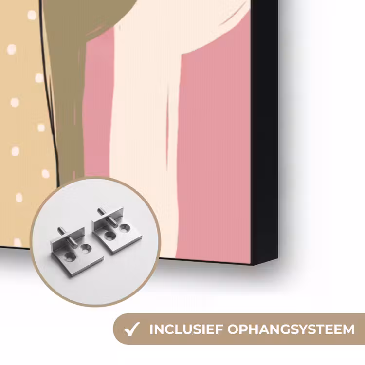 Mensen - Hoeden - Abstract - Roze - Portret Textielframe zwart klein -USP_ophangsysteemNL