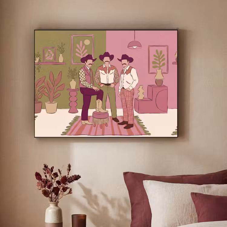 Mensen - Mannen - Hoeden - Retro - Interieur Textielframe zwart klein -sfeer1